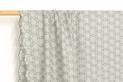 Japanese Fabric Embroidered Scallop Selvedge Broderie Anglaise - grey - 50cm