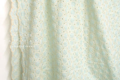 Japanese Fabric Embroidered Scallop Selvedge Broderie Anglaise - light aqua - 50cm