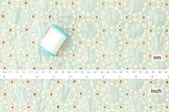 Japanese Fabric Embroidered Scallop Selvedge Broderie Anglaise - light aqua - 50cm