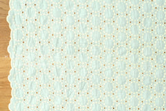 Japanese Fabric Embroidered Scallop Selvedge Broderie Anglaise - light aqua - 50cm