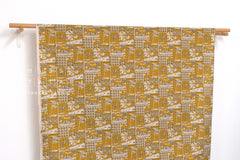 Japanese Fabric Castles Linen Blend - mustard - 50cm