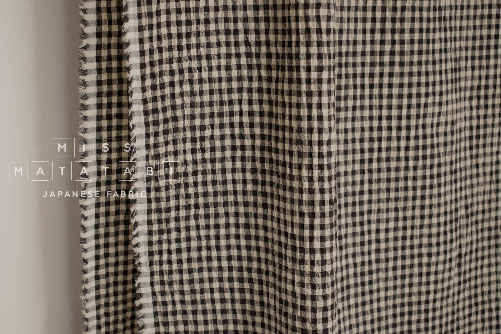 Japanese Fabric Shokunin Collection Yarn-Dyed Small Gingham - black - 50cm