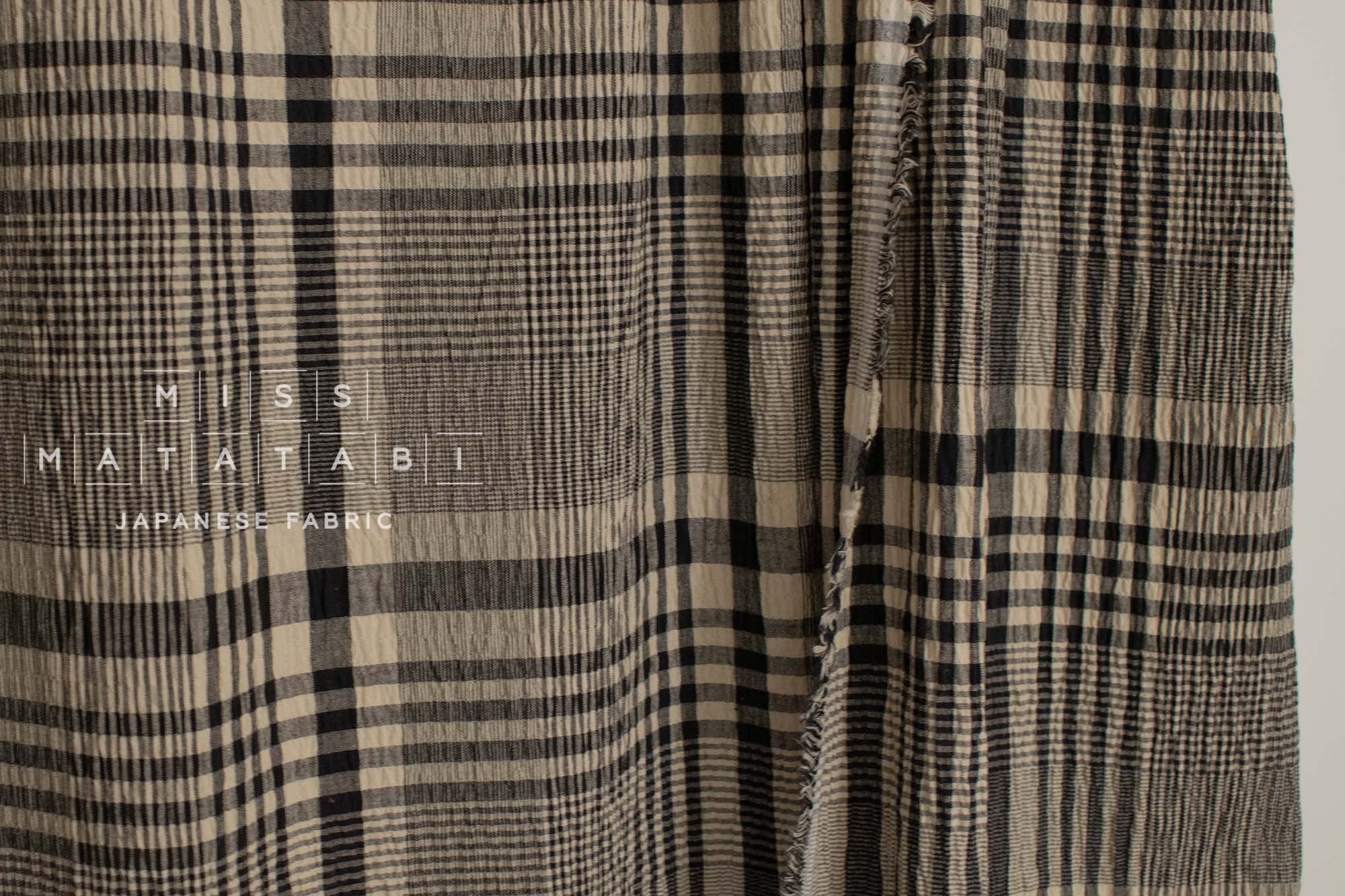 Japanese Fabric Shokunin Collection Yarn-Dyed Check Plaid - black - 50cm