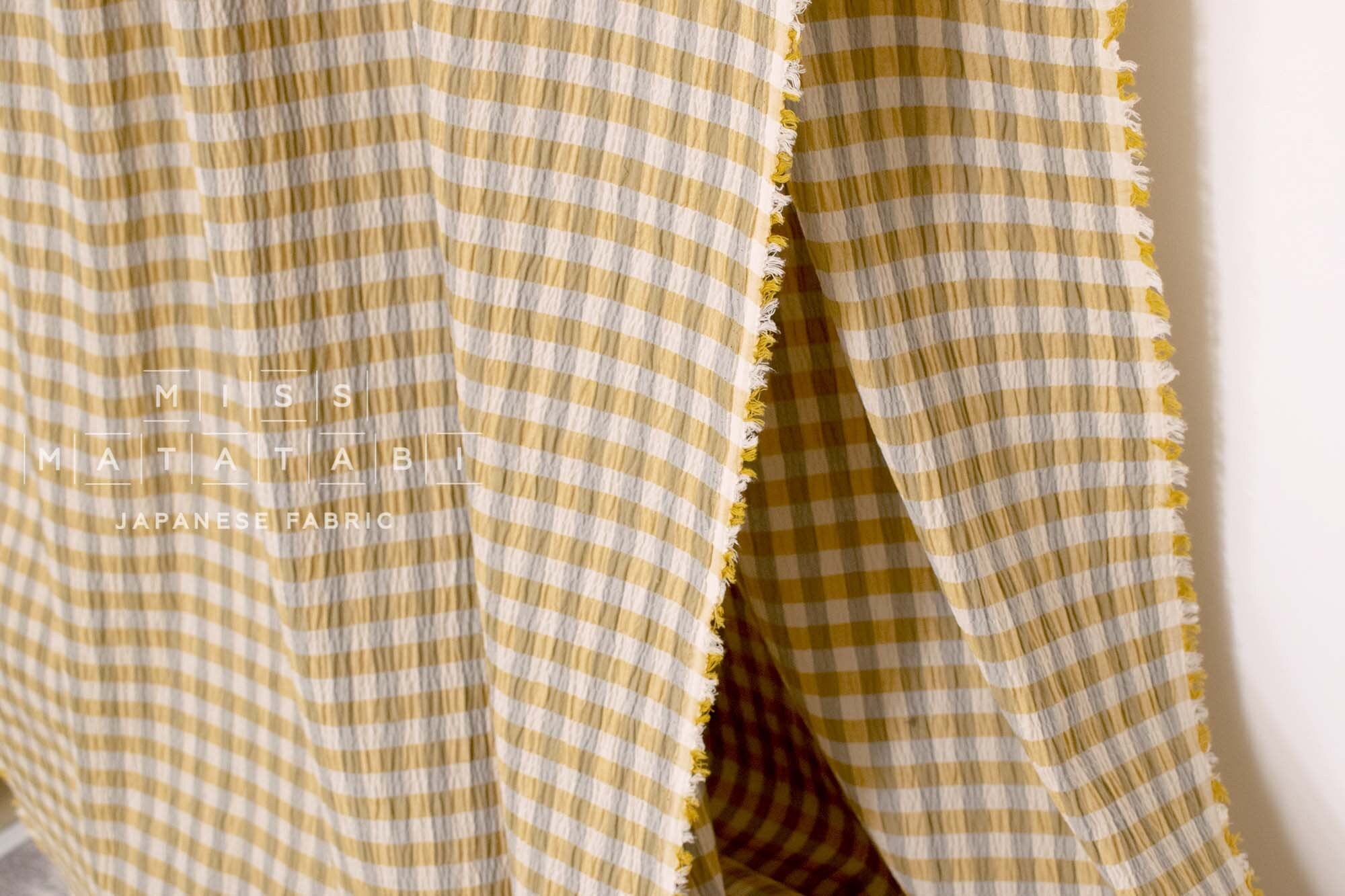 Japanese Fabric Shokunin Collection Yarn-Dyed Check - butter - 50cm