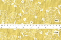 Japanese Fabric Shokunin Collection Sun-Dried Embroidered Vines Cotton Batiste - bright pistachio - 50cm