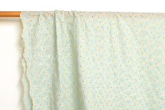 Japanese Fabric Embroidered Scallop Selvedge Broderie Anglaise - light aqua - 50cm