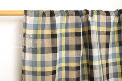 DEADSTOCK Japanese Fabric 100% Linen Check Plaid - 7 -  50cm