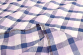 DEADSTOCK Japanese Fabric 100% Linen Check Plaid - 1 -  50cm