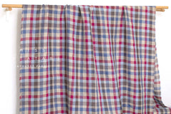 DEADSTOCK Japanese Fabric 100% Linen Check Plaid - 33 - 50cm