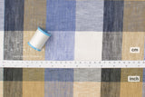 DEADSTOCK Japanese Fabric 100% Linen Check Plaid - 23 -  50cm