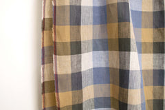 DEADSTOCK Japanese Fabric 100% Linen Check Plaid - 23 -  50cm