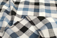 DEADSTOCK Japanese Fabric 100% Linen Check Plaid - 2 - 50cm