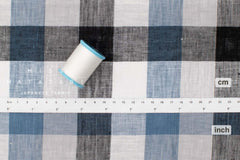 DEADSTOCK Japanese Fabric 100% Linen Check Plaid - 2 - 50cm