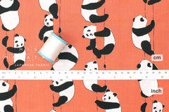 Japanese Fabric Panda Climb - coral peach - 50cm