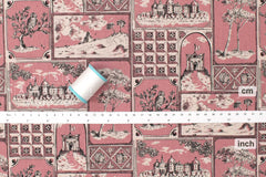 Japanese Fabric Castles Linen Blend - pink - 50cm