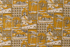 Japanese Fabric Castles Linen Blend - mustard - 50cm