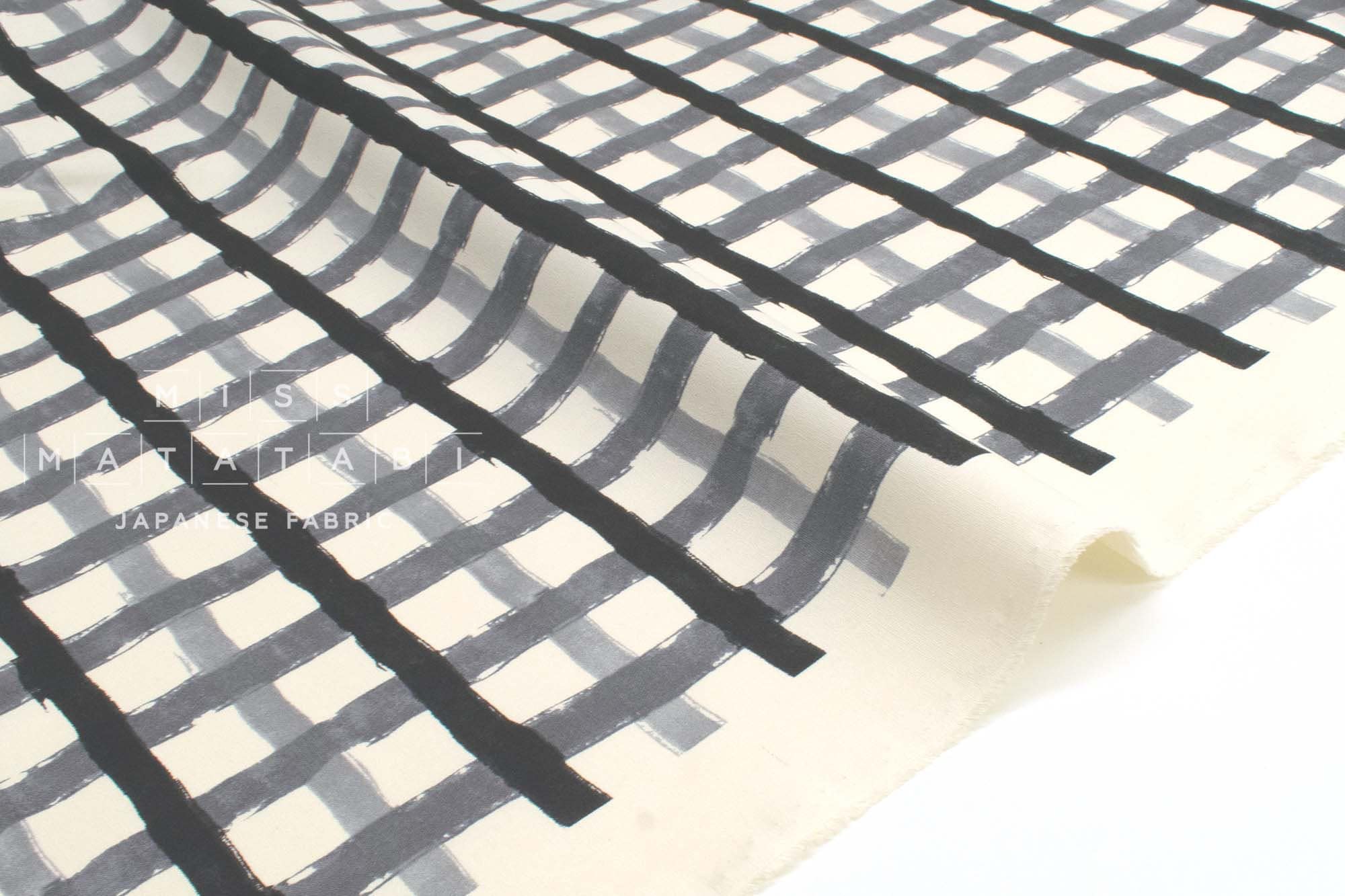 Japanese Fabric Recycled Cotton Canvas Check - F - 50cm