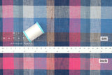 DEADSTOCK Japanese Fabric 100% Linen Check Plaid - 5 -  50cm