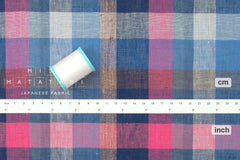DEADSTOCK Japanese Fabric 100% Linen Check Plaid - 5 - 50cm