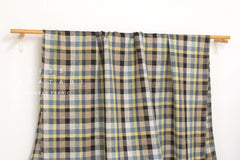 DEADSTOCK Japanese Fabric 100% Linen Check Plaid - 7 -  50cm
