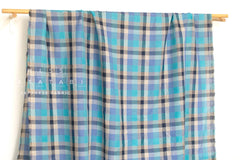 DEADSTOCK Japanese Fabric 100% Linen Check Plaid - 9 -  50cm