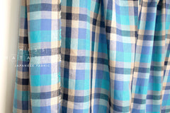 DEADSTOCK Japanese Fabric 100% Linen Check Plaid - 9 -  50cm
