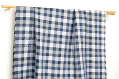 DEADSTOCK Japanese Fabric 100% Linen Check Plaid - 16 -  50cm