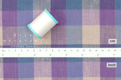 DEADSTOCK Japanese Fabric 100% Linen Check Plaid - 6 -  50cm