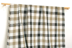 DEADSTOCK Japanese Fabric 100% Linen Check Plaid - 49 - 50cm