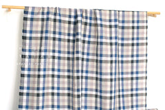 DEADSTOCK Japanese Fabric 100% Linen Check Plaid - 46 -  50cm