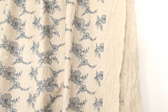 Japanese Fabric Shokunin Collection Yarn-Dyed Embroidered Linen Blend - cream - 50cm
