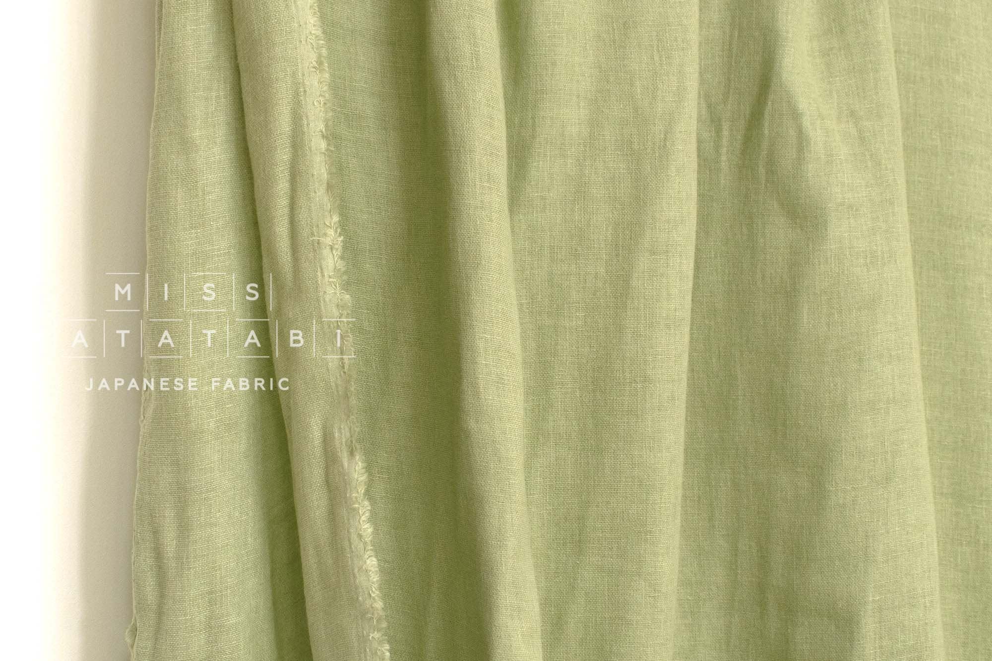 Japanese Fabric Solid Linen Blend Double Gauze - green - 50cm