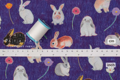 Japanese Fabric Brilliant Bunnies - purple - 50cm