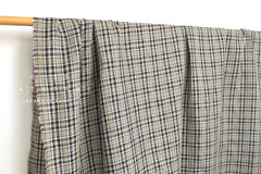 DEADSTOCK Japanese Fabric 100% Linen Check Plaid - 31 - 50cm