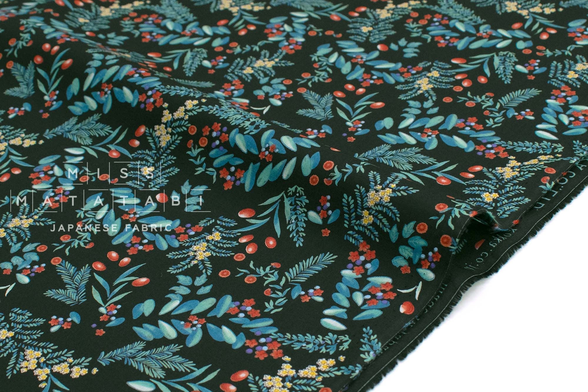 Japanese Fabric Winter Berry - black - 50cm