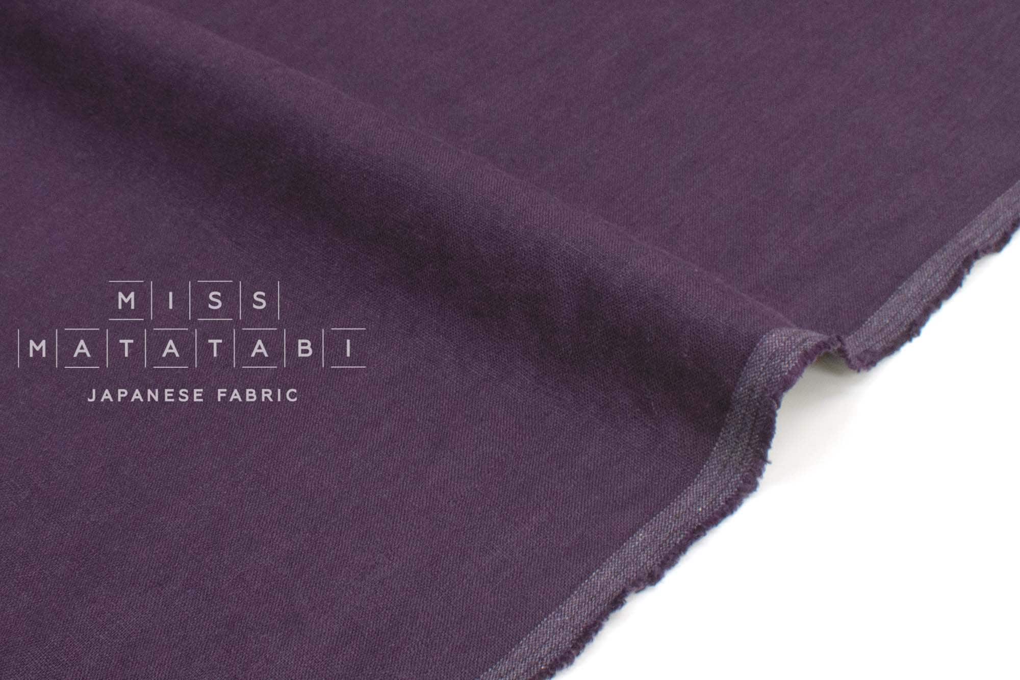 Japanese Fabric 100% washed linen - eggplant 17 - 50cm