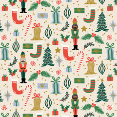 PRE-ORDER Cotton + Steel Rifle Paper Co. Holiday Classics Deck the Halls - cream metallic - 50cm