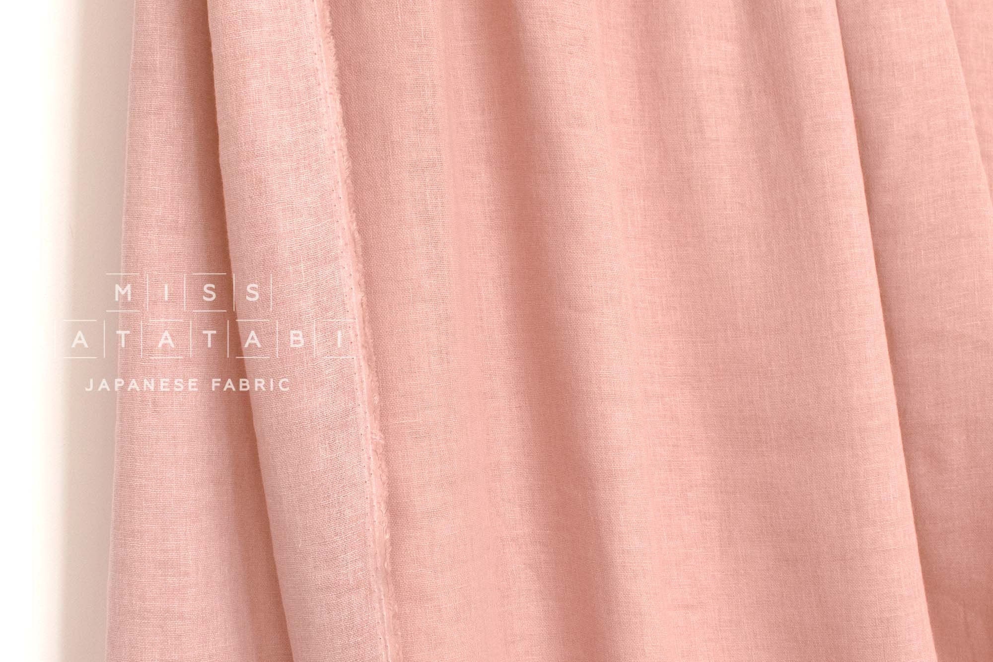 Japanese Fabric Solid Linen Blend Double Gauze - pink - 50cm