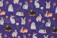 Japanese Fabric Brilliant Bunnies - purple - 50cm