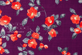 Japanese Fabric Watercolor Tsubaki Camellia - purple - 50cm