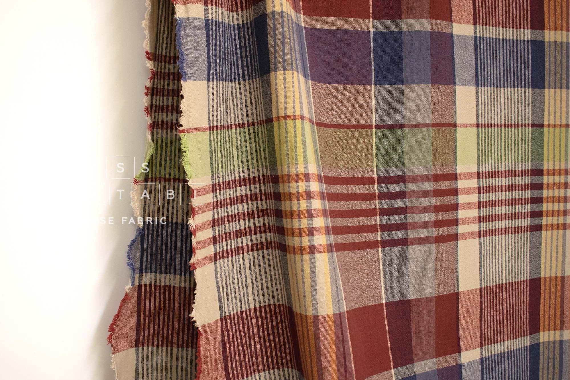 Japanese Fabric Shokunin Collection Deadstock Yarn-Dyed Big Plaid - 1 - 50cm