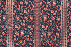 Japanese Fabric Vertical Floral Ripple - navy, red - 50cm