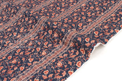 Japanese Fabric Vertical Floral Ripple - navy, red - 50cm