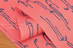 Shokunin Collection Hand-printed Chusen Japanese Yukata Fabric - Warabi - coral pink - 50cm