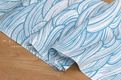 Shokunin Collection Hand-printed Chusen Japanese Yukata Fabric - namiutsu - blue - 50cm