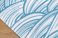 Shokunin Collection Hand-printed Chusen Japanese Yukata Fabric - namiutsu - blue - 50cm