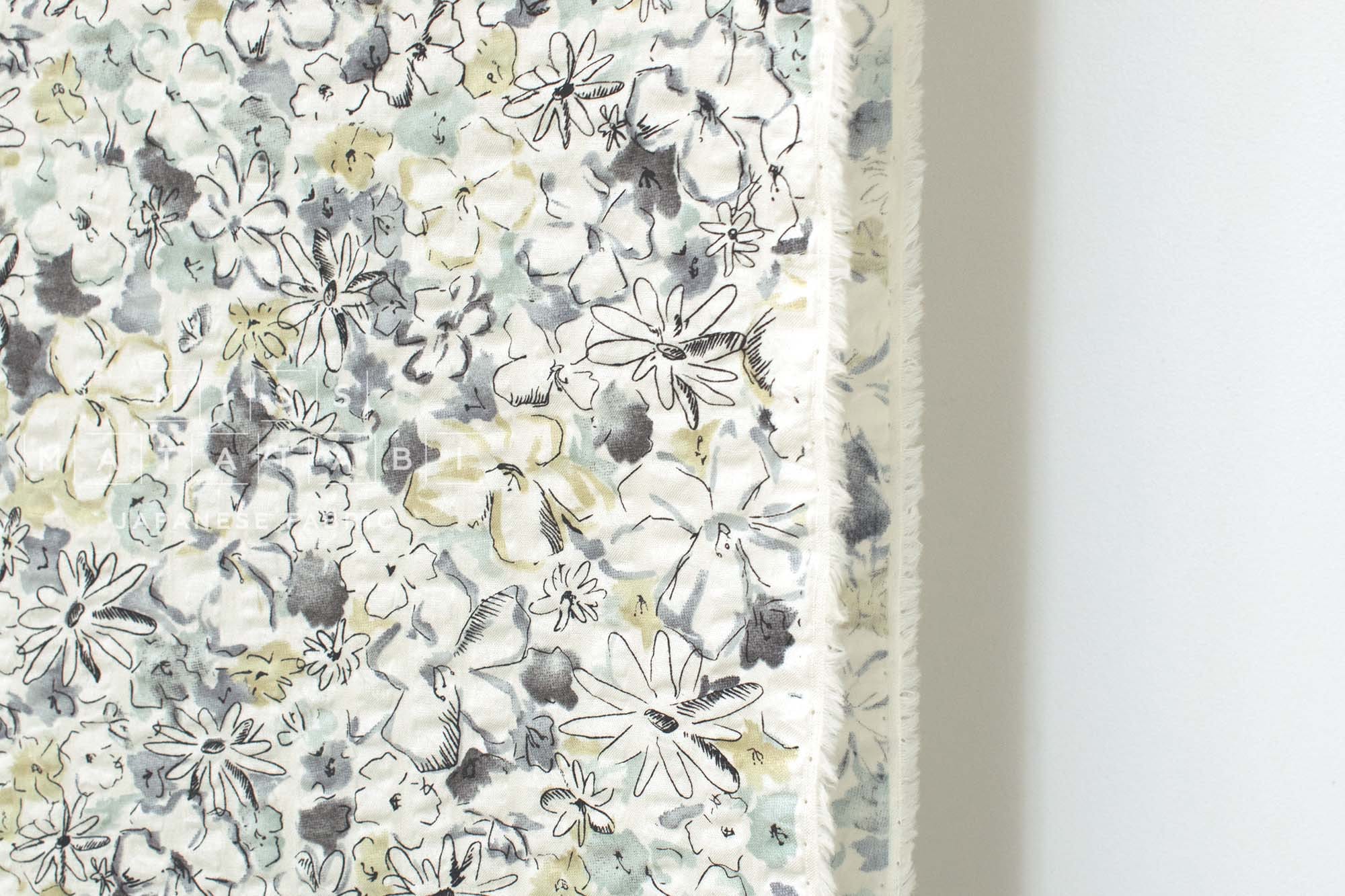 Japanese Fabric Cotton Ripple Serena Floral - E - 50cm