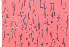 Shokunin Collection Hand-printed Chusen Japanese Yukata Fabric - Warabi - coral pink - 50cm