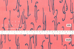 Shokunin Collection Hand-printed Chusen Japanese Yukata Fabric - Warabi - coral pink - 50cm