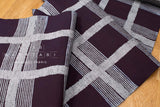 Shokunin Collection Hand-printed Chusen Japanese Yukata Fabric - Yuragi koushi - dark purple navy - 50cm
